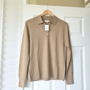 J. Crew Merino Wool Blend Polo Sweater Tan S NWT NEW